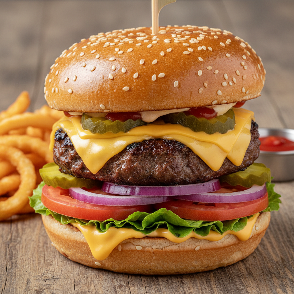Cheeseburger and fries