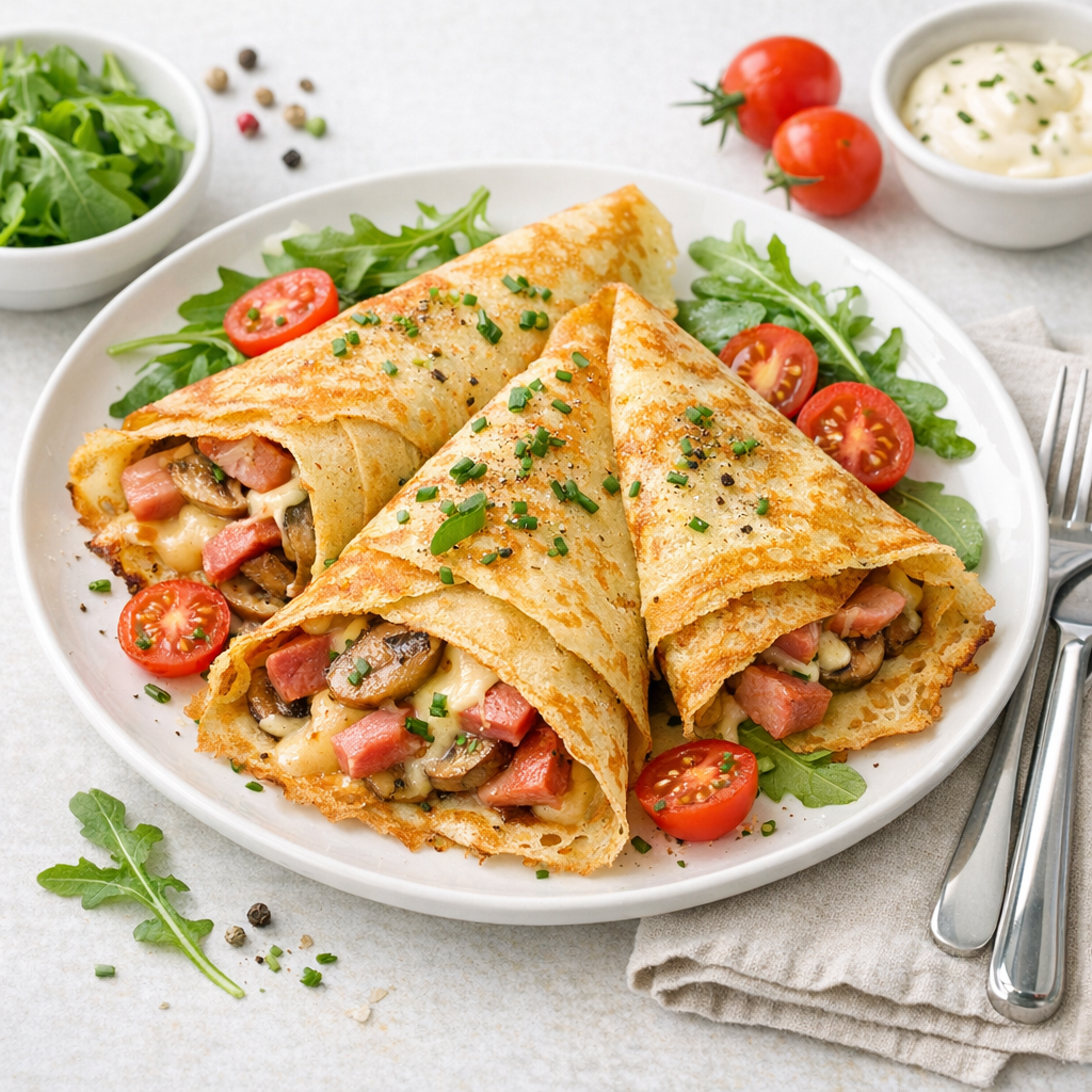 Gefüllter Räucherlachscrepes