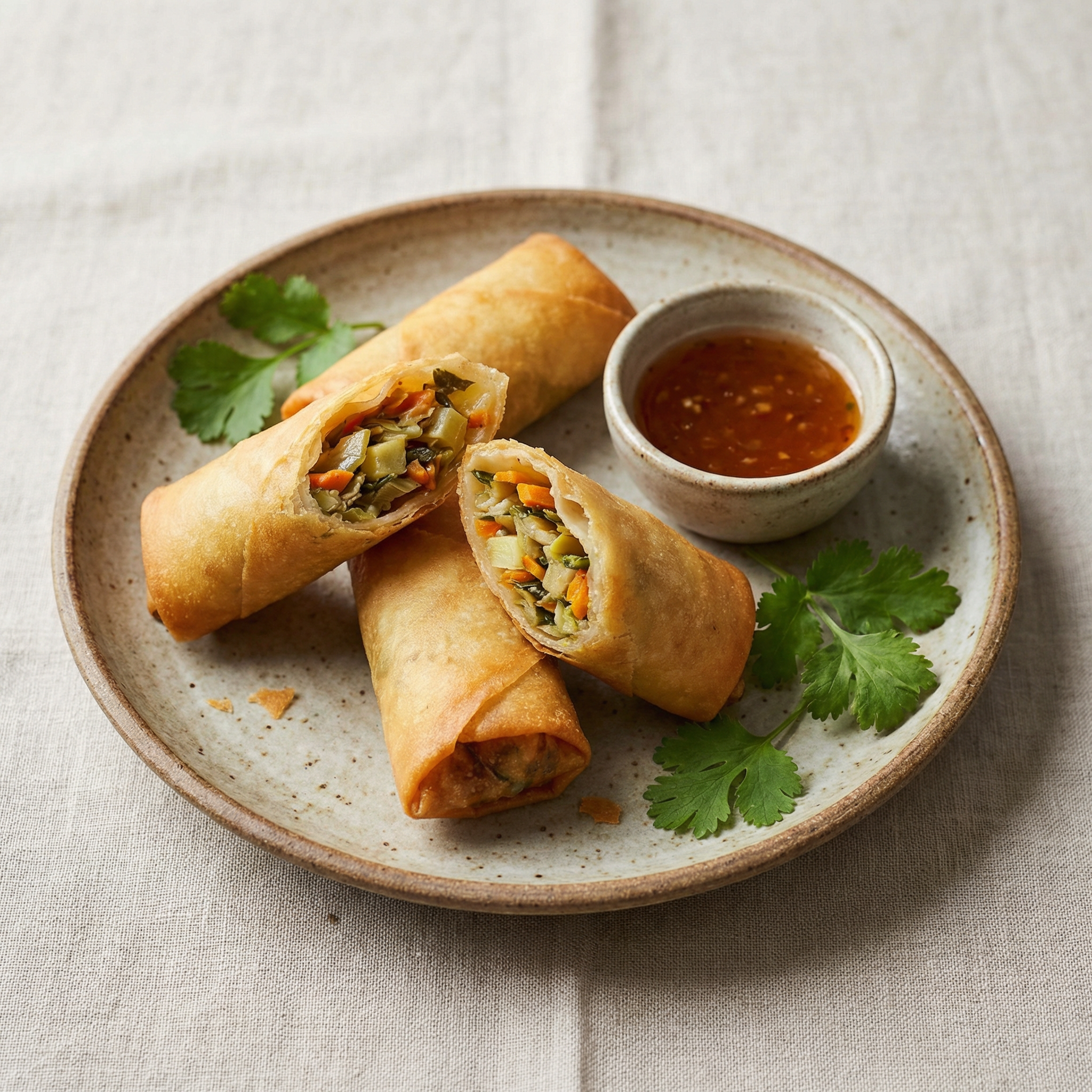 Vegetarian Spring Roll with Salad