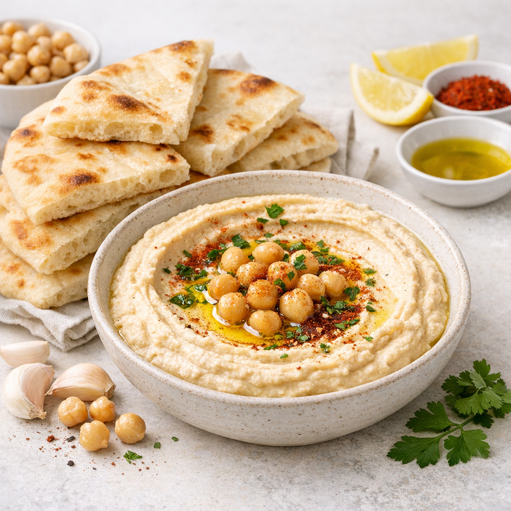 Lebanese Hummus with Toasted Pita