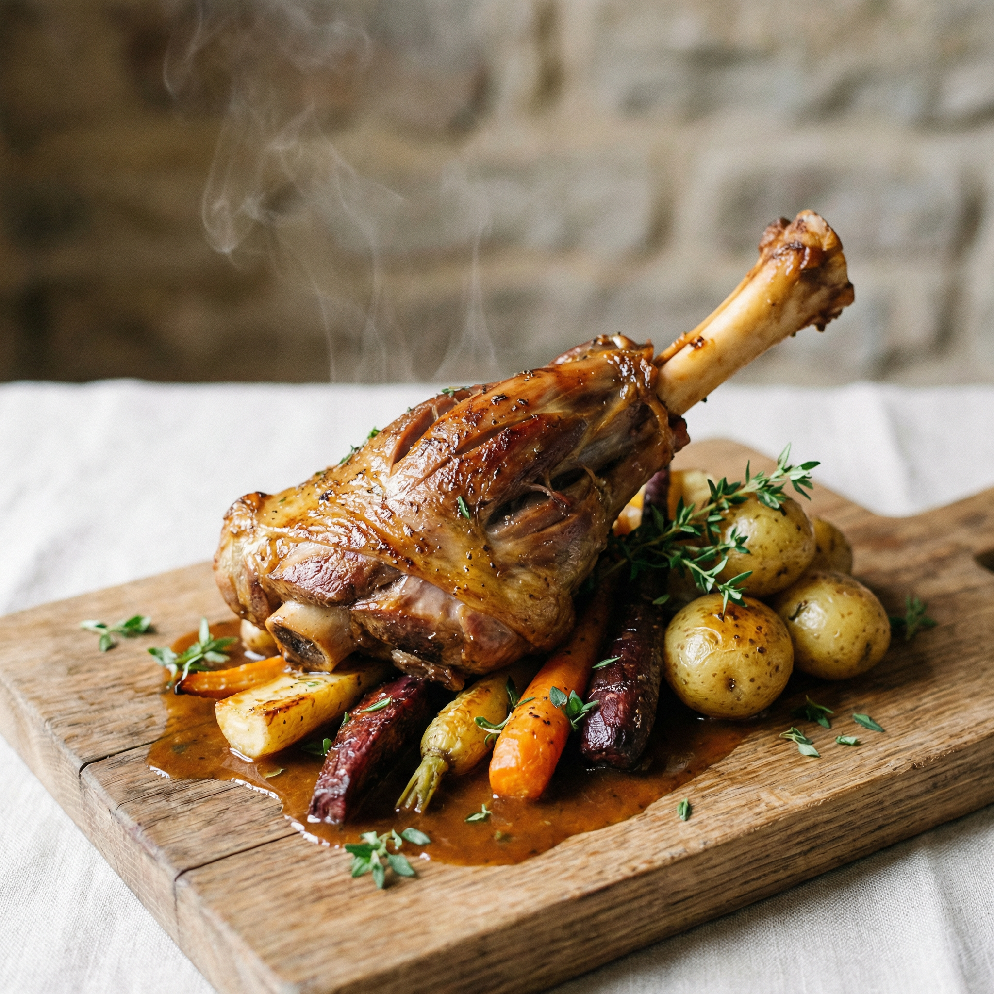 Gebackene Lammschulter mit Knoblauch-Rosmarin Soße
