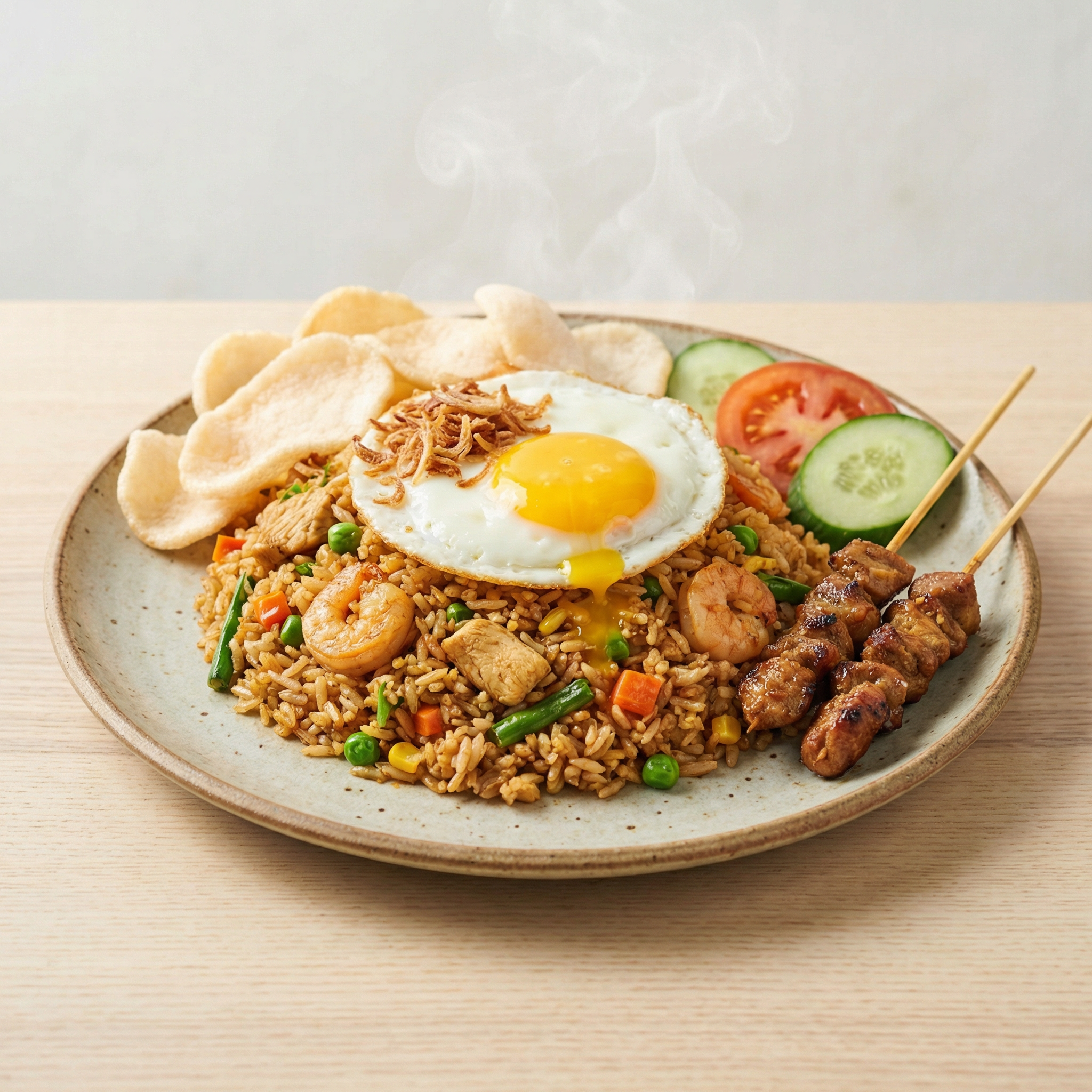 Arroz frito con tres delicias