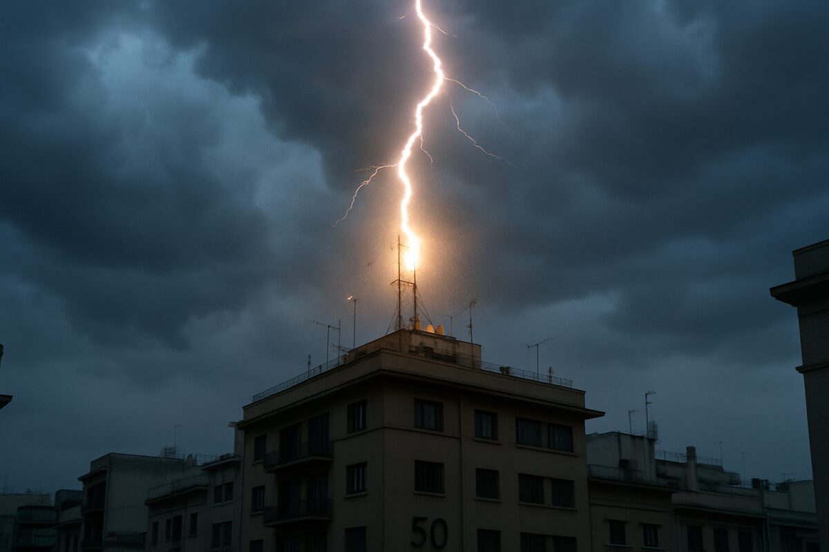 Blitzschlag auf dem Dach von Calle Aragón 50 in Palma: Ein seltener spektakulärer Moment