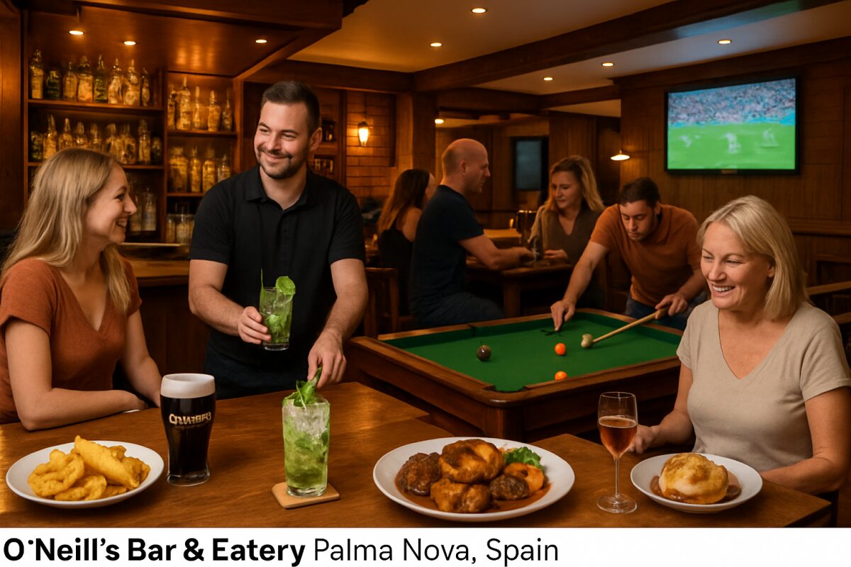 O’Neills Bar & Eatery: Beliebtes Lokal in Palma Nova mit ausgezeichneter Küche und lebendigem Ambiente