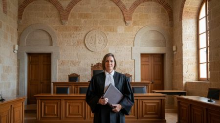 Alejandro González Mariscal de Gante neuer Richterdekan in Palma Richter Alejandro González Mariscal de Gante in einem Gerichtssaal in Palma, fotografisch, professionelle und respektvolle Darstellung