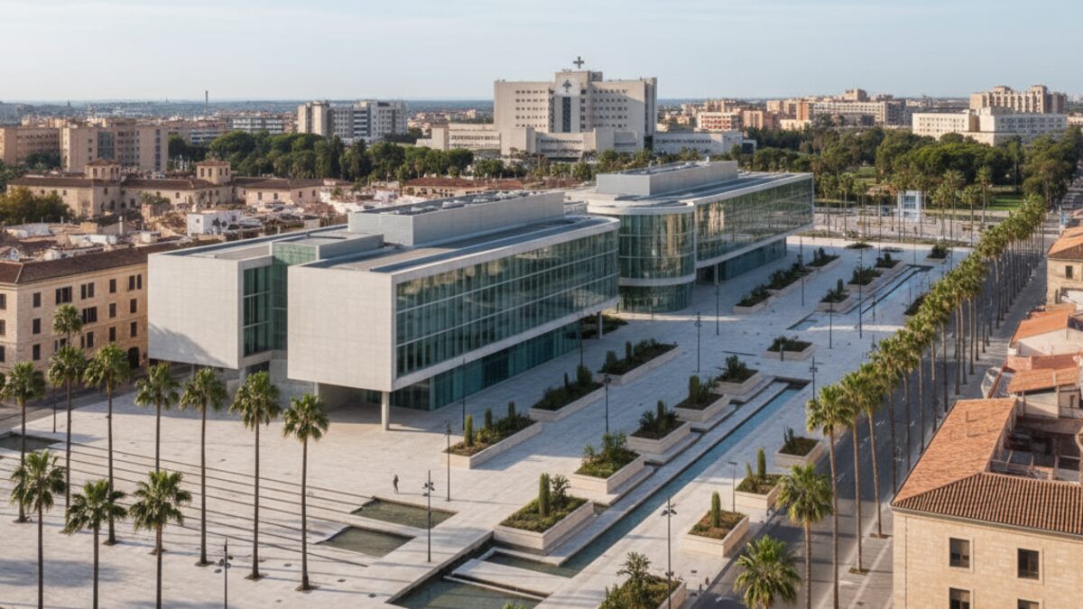 Modernes Messezentrum mit Glasfassade in Palma, repräsentativ für neuen Architekturwettbewerb und Stadtentwicklung