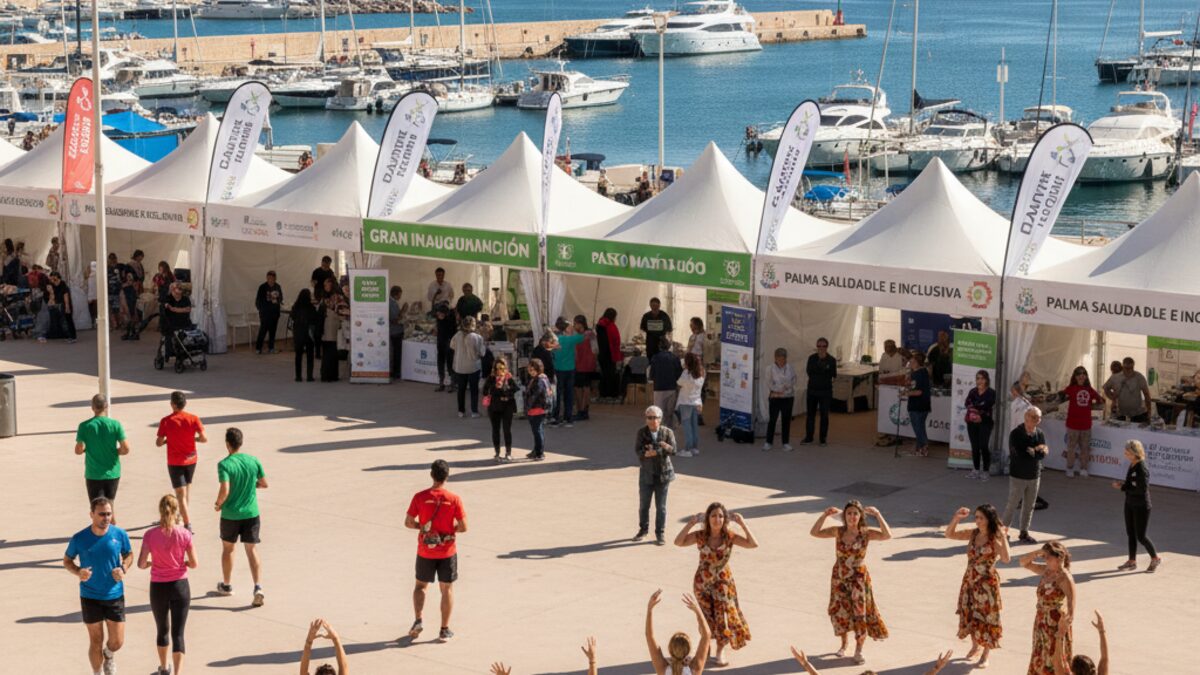 Eröffnungsfeier der renovierten Paseo Maritimo Promenade in Palma mit sportlichen Aktivitäten und Ausstellung auf dem Santo-Domingo-Platz