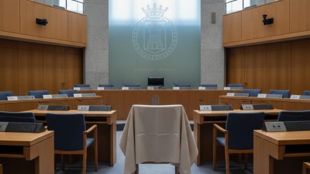 Gari Duran verlässt Politik: Abschied aus Vox Palma Leerer Stadtratsstuhl im Rathaus von Palma symbolisiert den Rücktritt von Gari Duran aus der Politik bei Vox