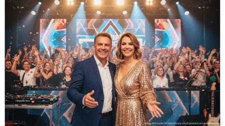 Heino und Claudia Obert feiern eine farbenfrohe und lebendige Premiere auf der Bühne des Bierkönigs auf Mallorca mit begeistertem Publikum