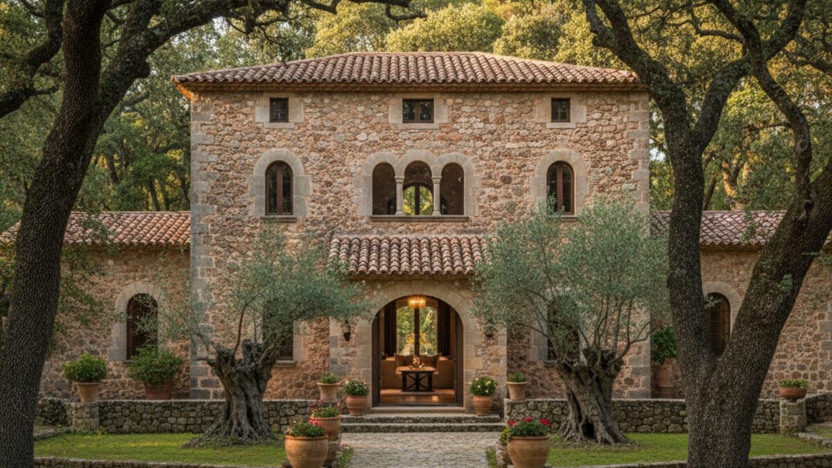 Historische Finca sa Talaia auf Mallorca in einem Eichenwald mit mediterraner Architektur und traditionellem Flair