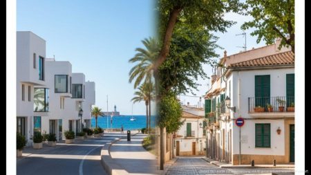 Vergleich der Immobilienpreise in Palma mit moderner Meereslage von Portixol-Molinar und traditionellem Wohngebiet La Vileta mit weißen Häusern