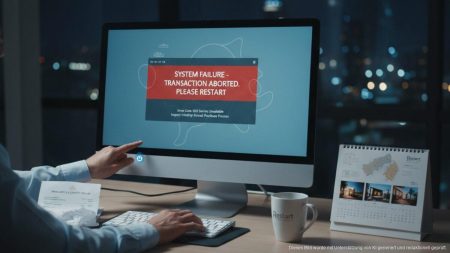 IT-Ausfälle bei Ferienvermietungen auf Mallorca: Neustart nötig Computerbildschirm zeigt Fehlermeldung in einem Büro auf Mallorca, symbolisiert IT-Ausfälle bei Ferienvermietungen