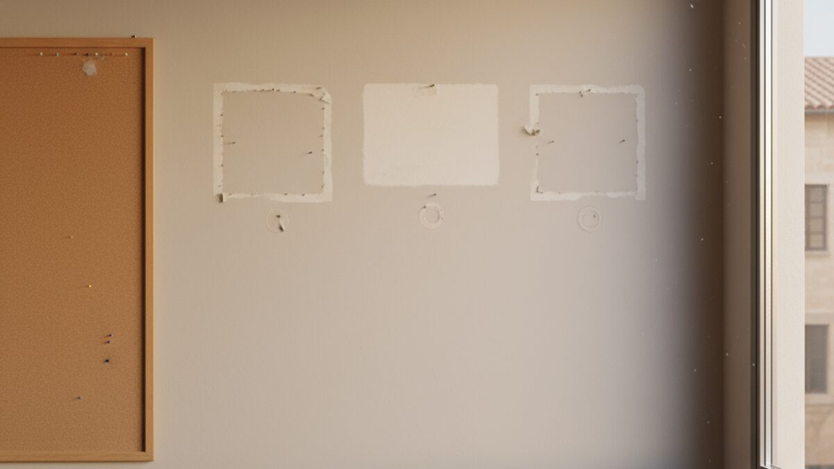 Leeres Wandbild in einem Büro der Polizeistation von Manacor, nachdem das Foto des spanischen Königs und die Nationalflagge entfernt wurden, symbolisiert politische Kontroverse