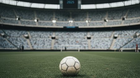 Krise bei RCD Mallorca: Nur vier Siege in 2025 Symbolisches Bild eines Fußballs auf dem Spielfeld bei RCD Mallorca während einer schwierigen Saison 2025 mit nur vier Siegen