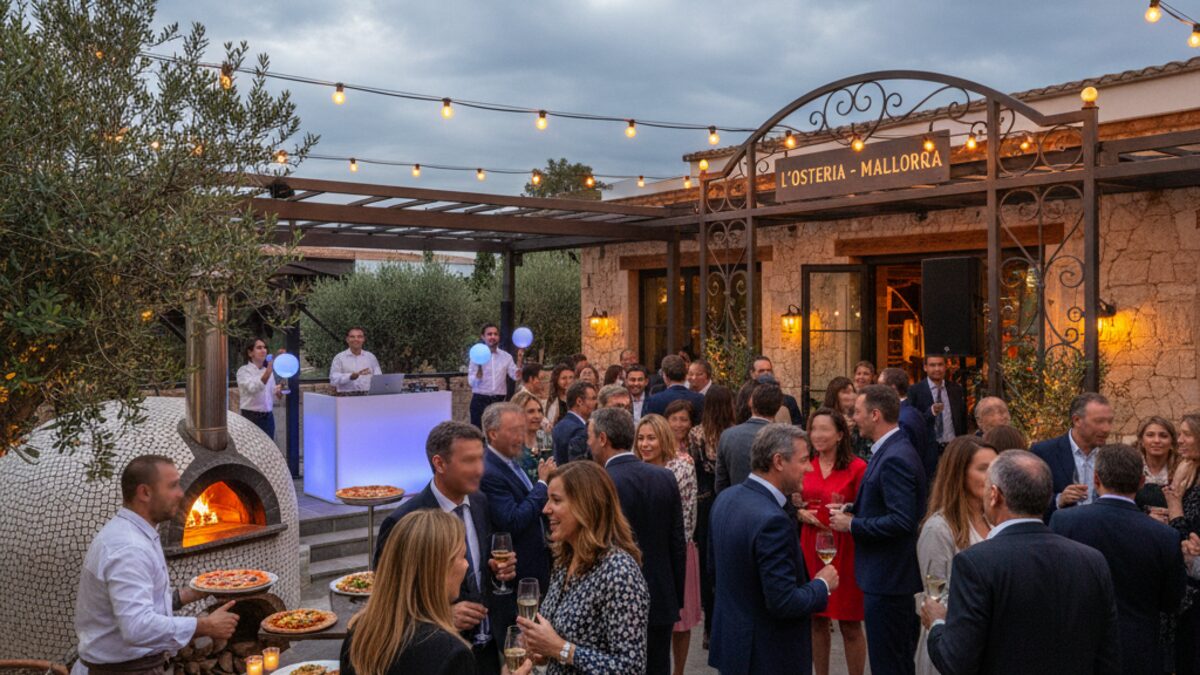 Festliche Eröffnung des ersten L’Osteria Restaurants auf Mallorca mit Gästen, italienischer Küche und Live-Unterhaltung