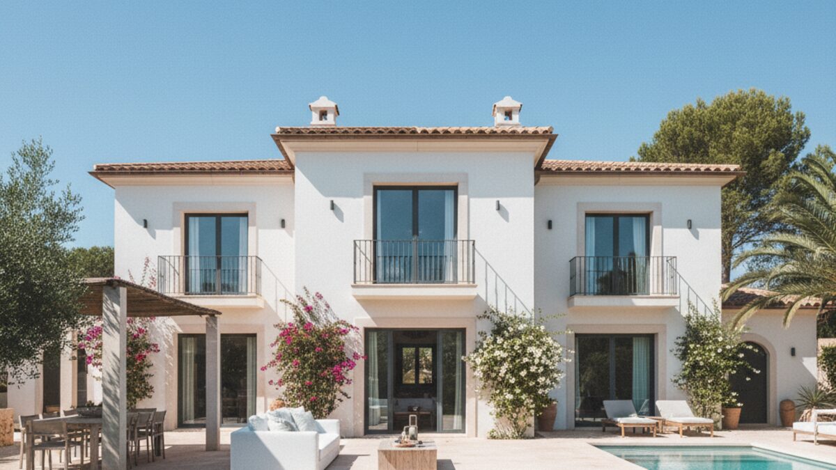 Mediterrane Ferienvilla auf Mallorca, Symbol für Ferienvermietung und Lizenzprobleme auf Airbnb