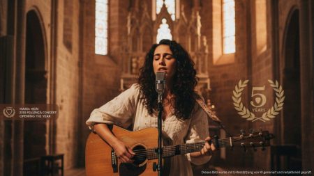 Maria Hein eröffnet 2026 mit Konzert in Pollença Maria Hein bei einem intimen Konzert im historischen Sant Domingo Kloster in Pollença, die Sängerin spielt Gitarre und singt leidenschaftlich auf der Bühne.