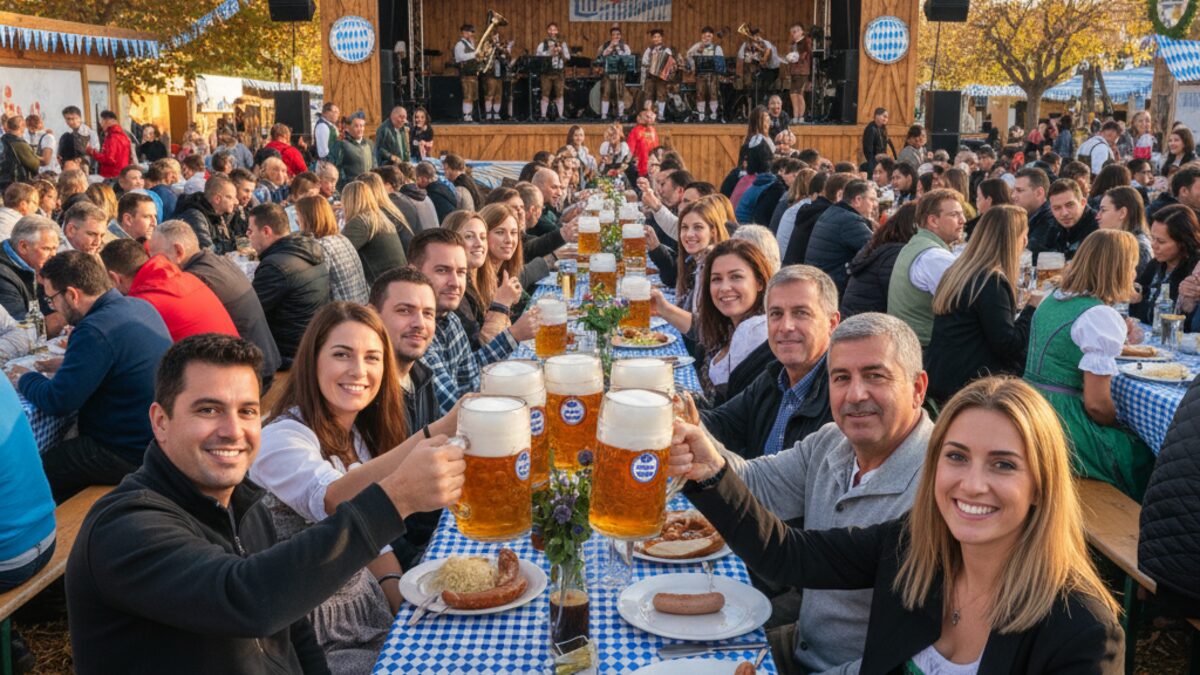 Oktoberfest Feier in Santa Ponça Mallorca mit bayerischer Küche, Bier und Livemusik in herbstlicher Atmosphäre