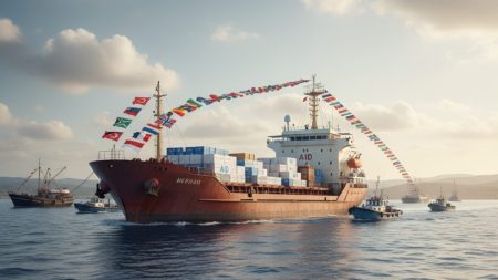 Zank um Pro-Gaza-Flottille: Spanische Politiker in Gefahr Humanitäre Pro-Gaza-Flottille auf ruhiger See mit Hilfsgütern an Bord und Fahnen mehrerer Nationen