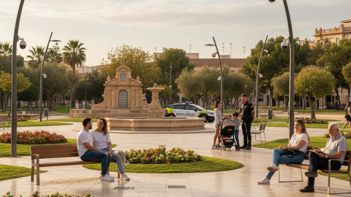 Sicherer Parc de Ses Estacions in Palma mit intelligenter Überwachung und freundlicher Polizeipräsenz