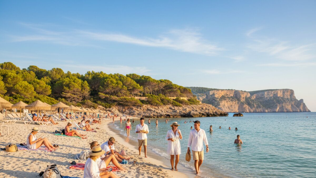 Strahlender Sonnenschein an einem spät sommerlichen Tag auf Mallorca mit blauem Himmel und warmen Temperaturen um 30 Grad