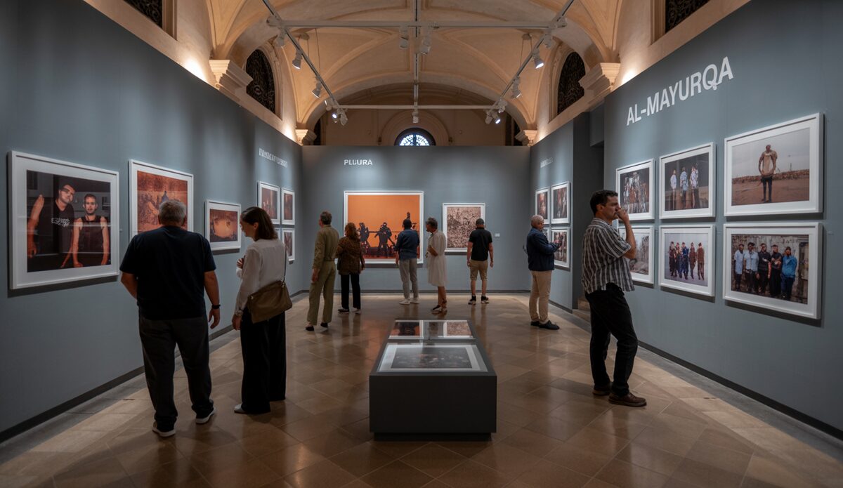 Besucher betrachten Al-Mayurqa Ausstellung in Palma