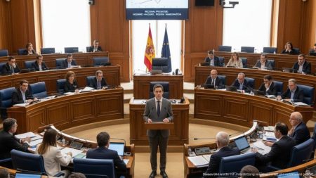Antoni Costa fordert Unterstützung für Haushaltspläne Balearisches Parlament in moderner Sitzung mit Politiker am Rednerpult bei Debatte über Haushaltspläne und regionale Themen