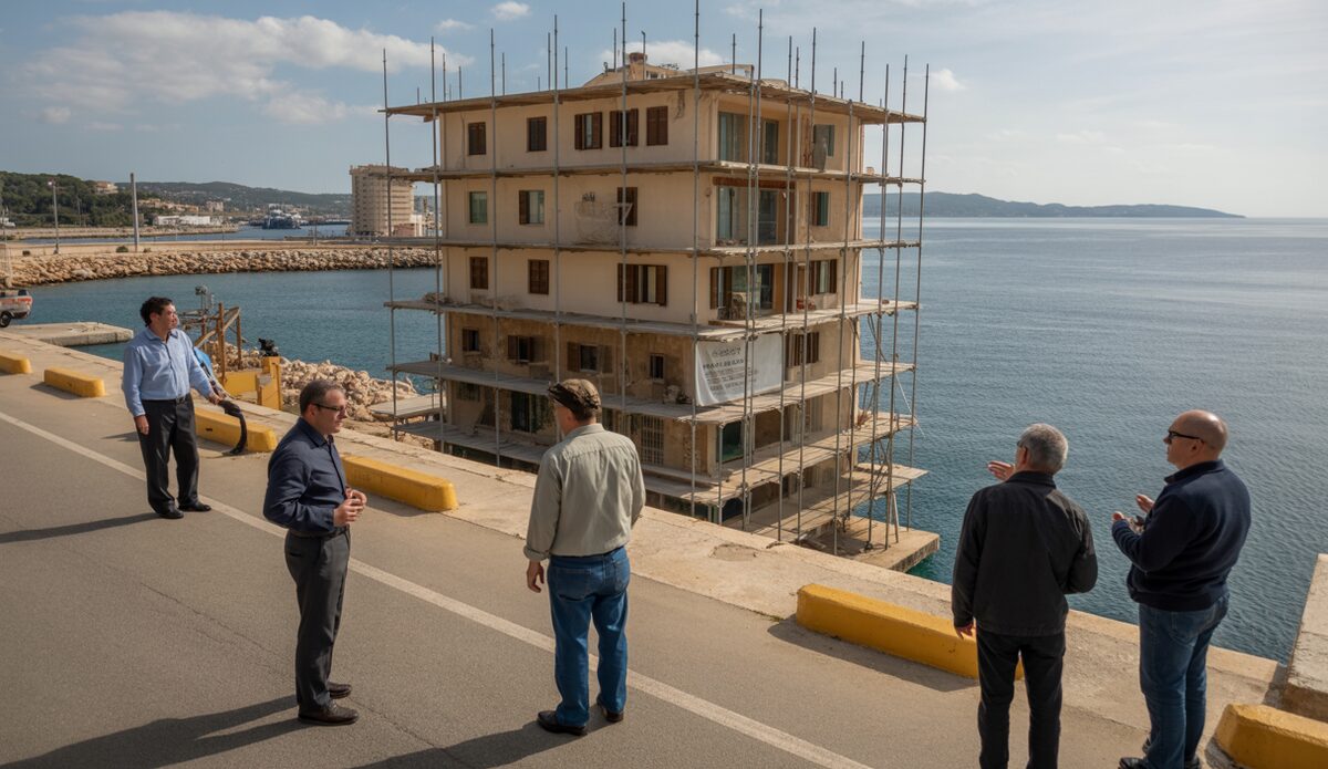 Illegales Gebäude im Hafen von Molinar, das von ARCA kritisiert wird