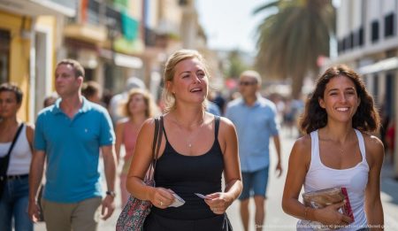 Armut auf den Balearen stark gesunken: Aktueller Bericht gibt Einblick Straßenszene auf den Balearen mit optimistischen Menschen