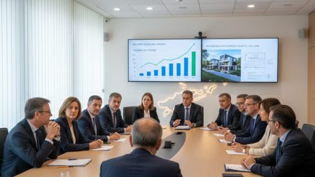 Balearen: Wirtschaftliches Wachstum trifft auf politische Uneinigkeit Politische Debatte in einem modernen Sitzungssaal mit Fokus auf wirtschaftliches Wachstum auf den Balearen