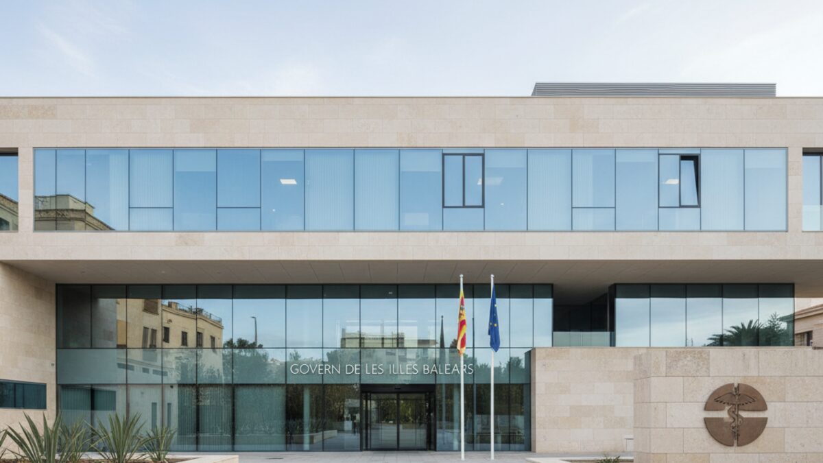 Modernes Regierungsgebäude der Balearen im Tageslicht symbolisiert Entscheidung zur Aufklärung über das post-Abortion-Syndrom