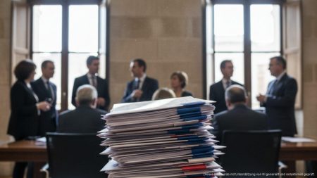 Dokumente und Umschläge mit PSOE-Logo auf einem Schreibtisch symbolisieren Vorwürfe gegen die Balearen-Regierung wegen Zahlungen an die Koldo-Trama.