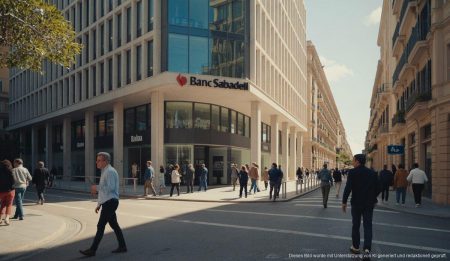 Banc Sabadell bleibt unabhängig: Erfolge für Mallorcas Unternehmen Banc Sabadell Hauptquartier auf Mallorca mit Straßenleben