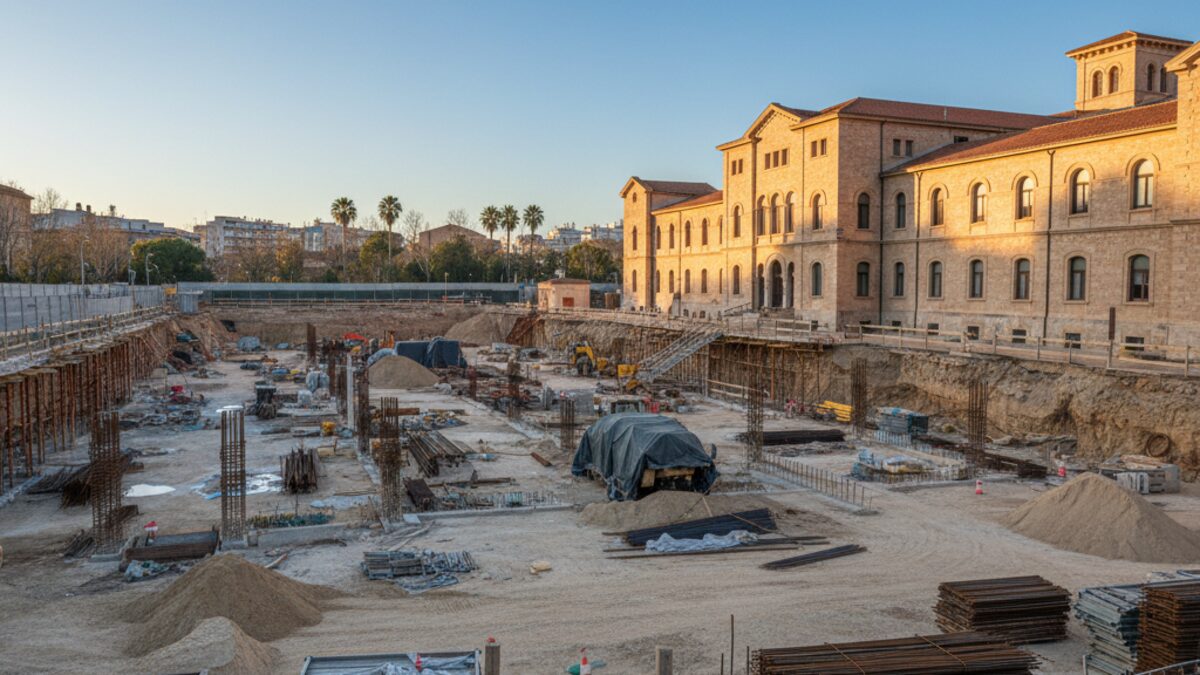 Baustelle Son Dureta vor historischem Spital auf Mallorca