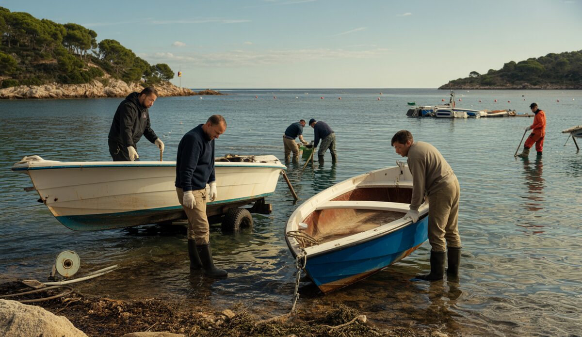 Reinigungsaktion in der Bucht von Pollença zur Entfernung verlassener Boote