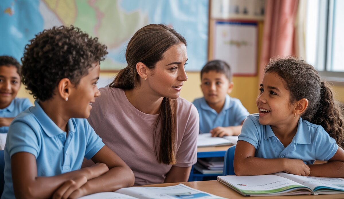 Klassenzimmer in Palma de Mallorca mit marokkanischen Schülern