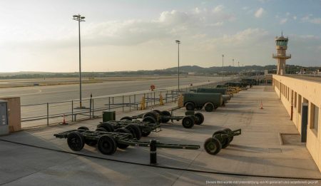 Militärlager am Flughafen Son Sant Joan in Palma de Mallorca