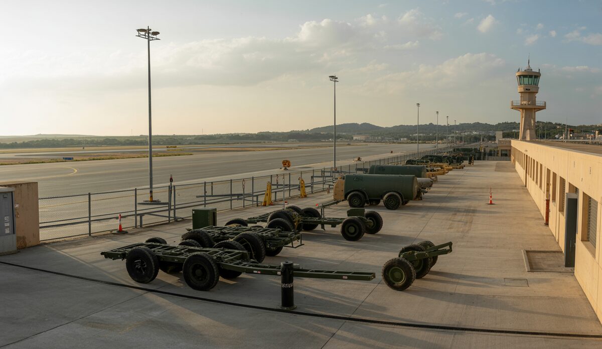 Militärlager am Flughafen Son Sant Joan in Palma de Mallorca