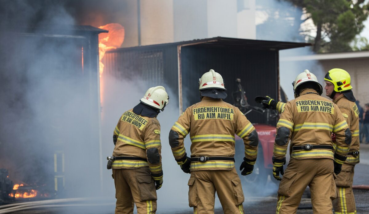 Feuerwehr löscht Feuer in Wasserfahrzeug-Werkstatt in Alcúdia