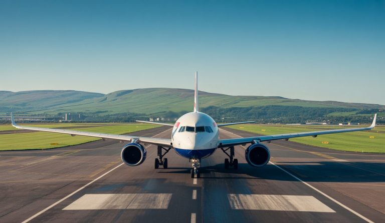 Neuer Flug zwischen Glasgow und Palma ab Mai 2026 British Airways Flugzeug am Flughafen Glasgow vor dem Start nach Palma de Mallorca