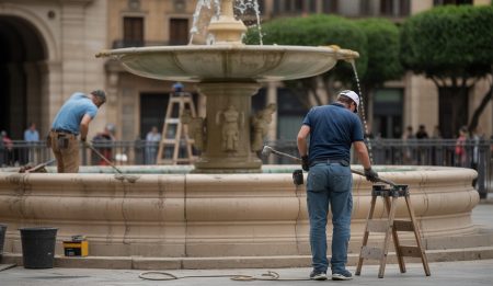 Restaurationsarbeiten an der Plaça de la Reina in Palma gestartet Restaurierungsarbeiten am Brunnen der Plaça de la Reina in Palma