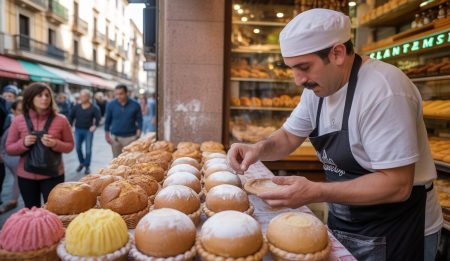 Buñuelos in Palma: Das Geheimnis der besten Rezeptur auf Mallorca Traditionelle Buñuelos bei Bunyols Cati in Palma, Mallorca.