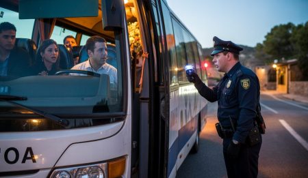 Busfahrer auf Mallorca fängt Hochzeit mit Alkohol im Blut an Busfahrer auf Mallorca betrunken: Hochzeitstransport Polizeiaktion