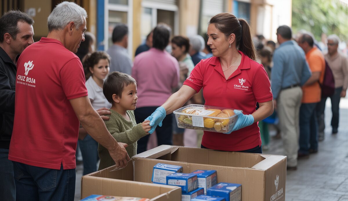 Cruz Roja verteilt Lebensmittel und Hygieneprodukte in Palma de Mallorca.