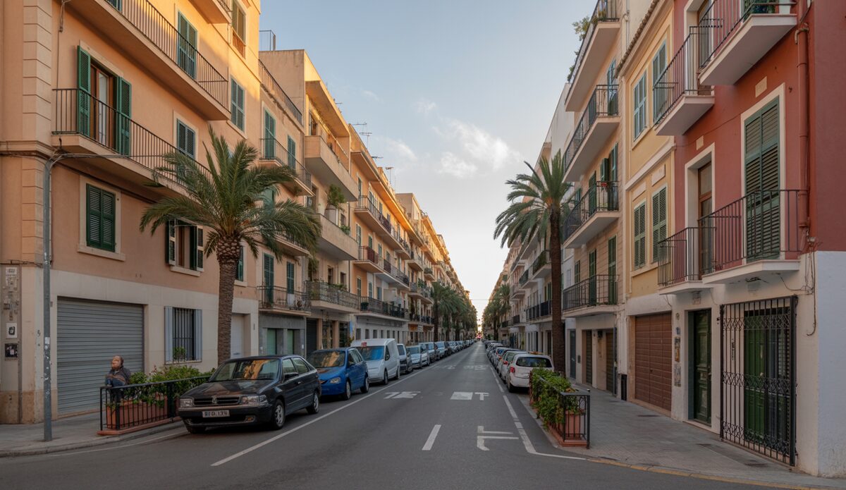 Wohngebiete in Palma de Mallorca bei Sonnenuntergang