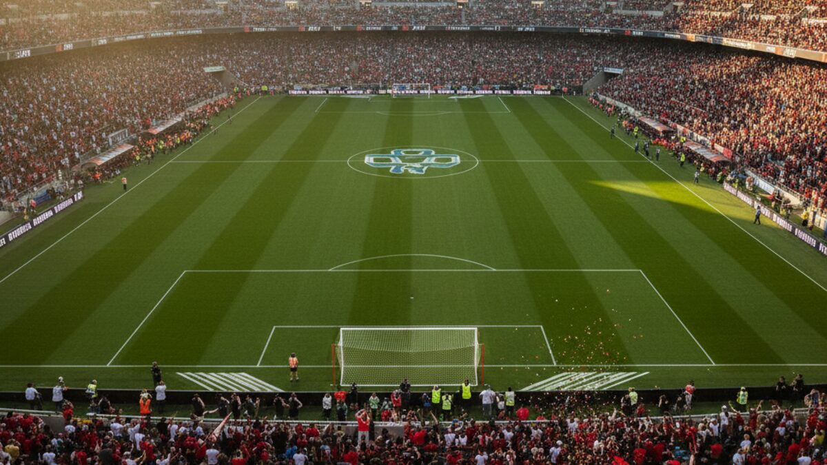 Stadionansicht während eines Fußballspiels auf Mallorca