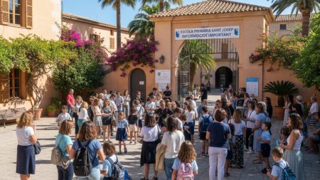 Balearen-Regierung stoppt Panini-Werbung vor Schulen wegen Elternbeschwerden Eltern versammeln sich vor Schule wegen Panini-Werbung auf den Balearen