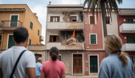 Explosion auf Mallorca durch Wespennestbeseitigung ausgelöst Ein beschädigtes Wohngebäude auf Mallorca nach einer Explosion durch Wespennestentfernung.
