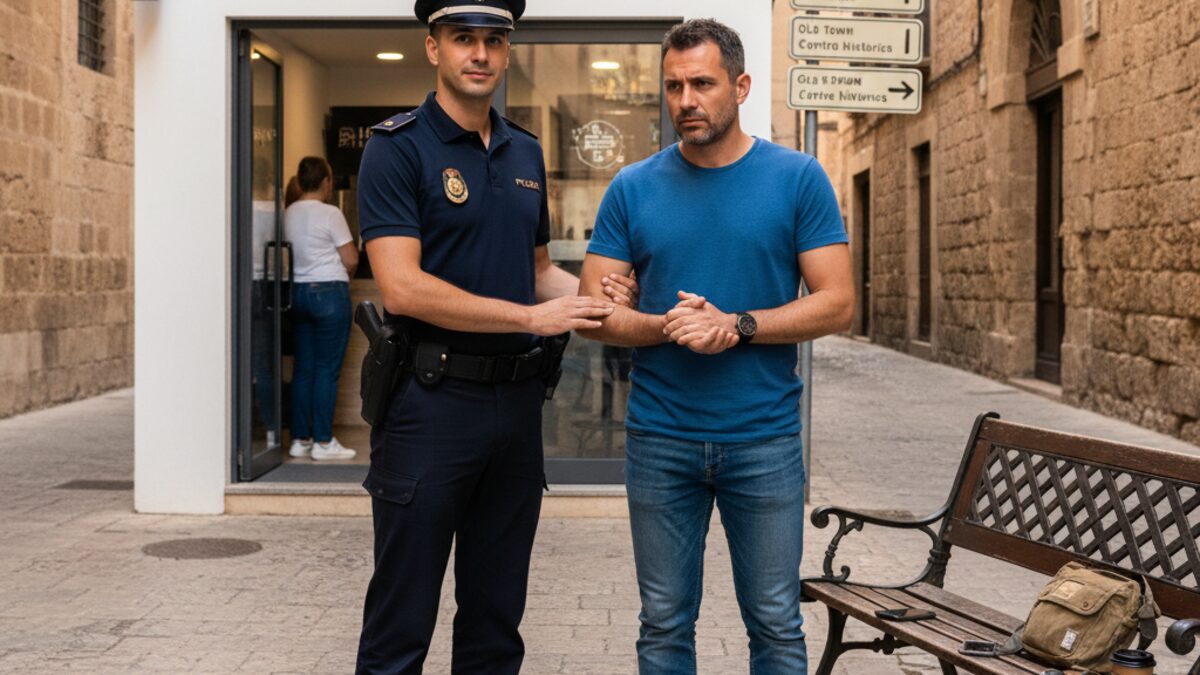 Polizeibeamter nimmt einen Mann im Stadtzentrum von Palma fest, nachdem er ein Mobiltelefon gestohlen hat