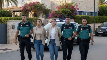 Festnahmen wegen zahlreicher Einbrüche auf Mallorca Festnahme von zwei Verdächtigen durch Guardia Civil vor einem Haus auf Mallorca nach mehreren Einbrüchen